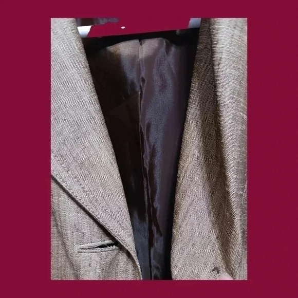 Kasper sheen blazer tan & brown blazer style safari size 2P - Picture 4 of 12